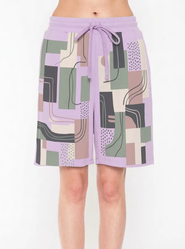 Women's Abstract Geometric Pattern Printed Shorts