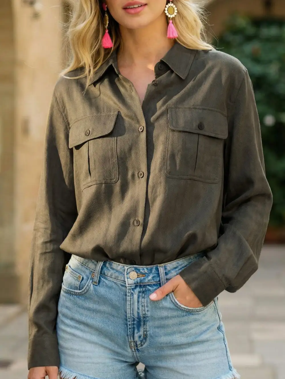 Tencel Linen Utility Pocket Top