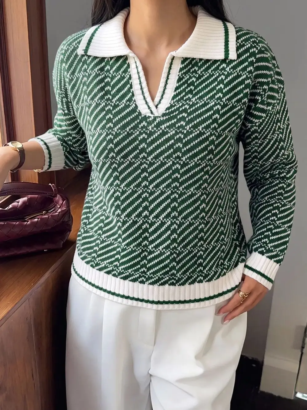 Collared Geometric Sweater