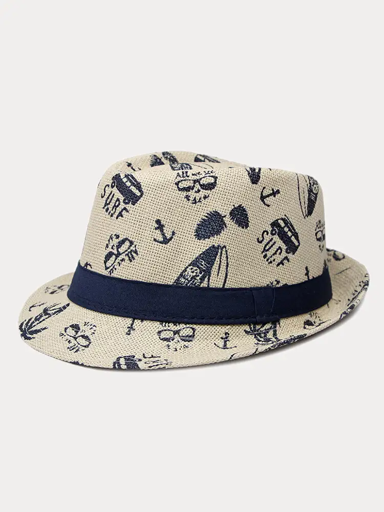 Summer Tropical Print Cotton Fedora Hat