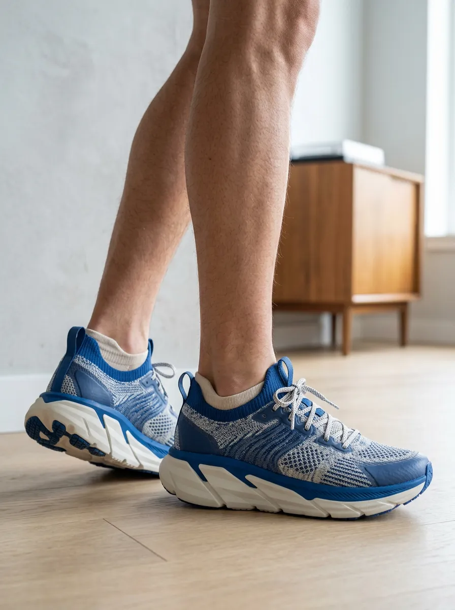 Men's Blue Knit Pattern Athletic Printed Sneakers