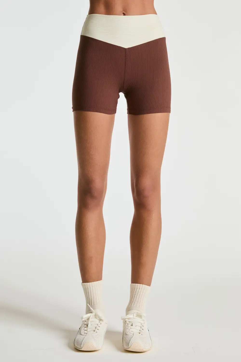 Two-Tone Ribbed Yoga Shorts