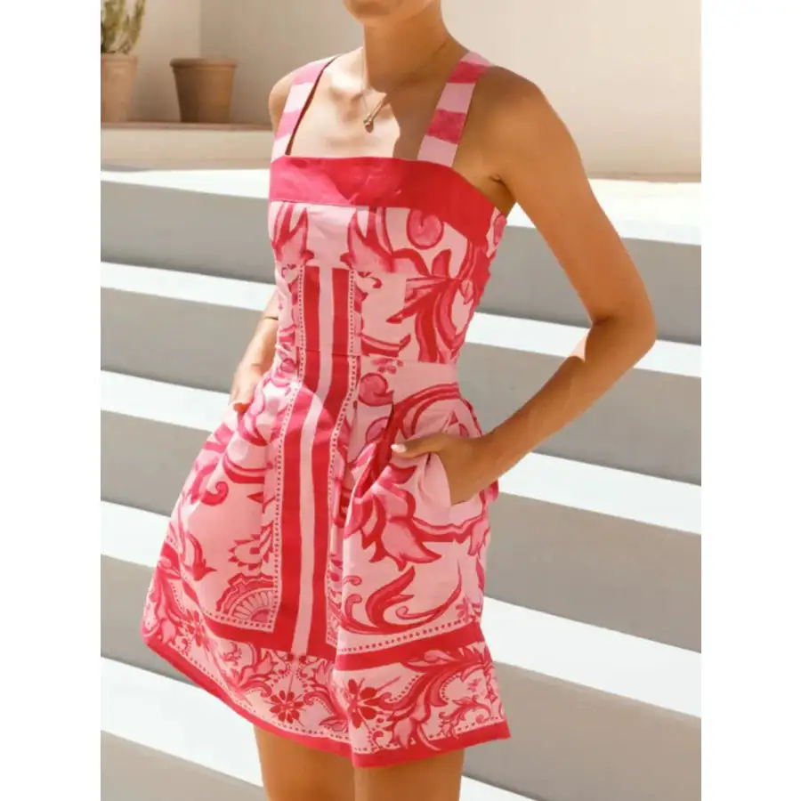 Everyday Printed Square Neck Mini Dress