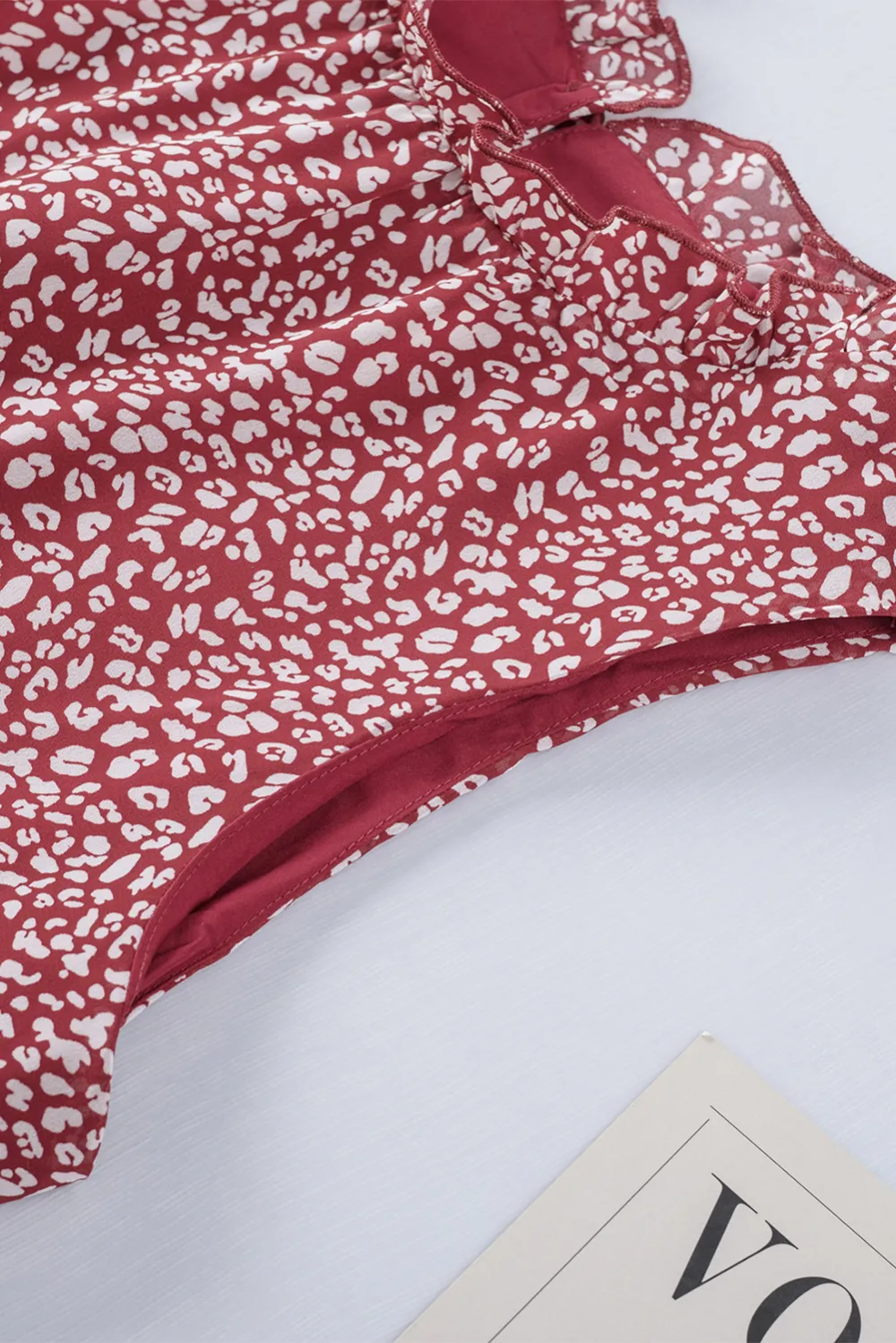 Fiery Red Leopard Print Ruffled Tank Top