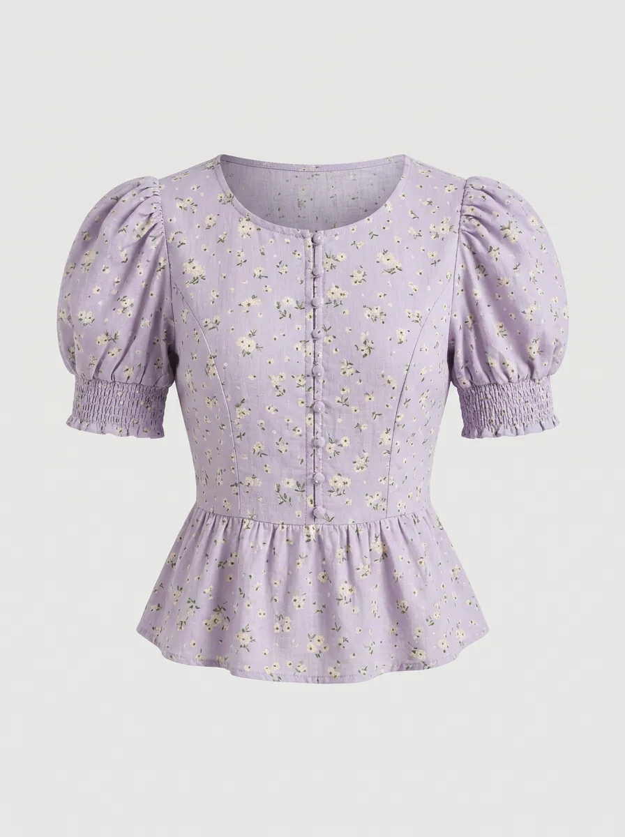 Women's Denim Cotton Floral Shirt
