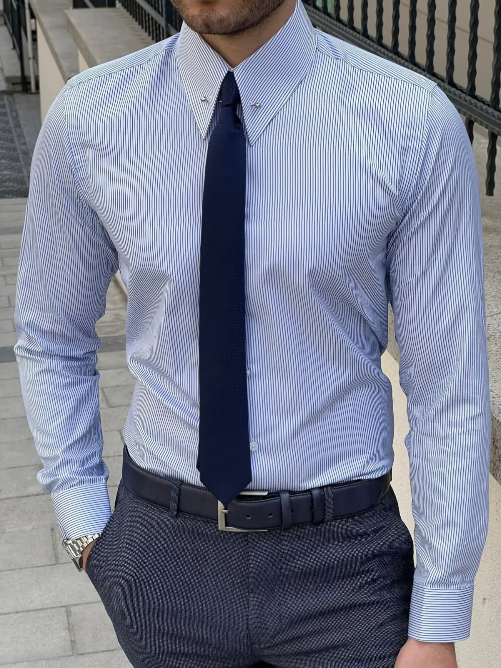 Versatile Slim Fit Striped Cotton Casual Shirt