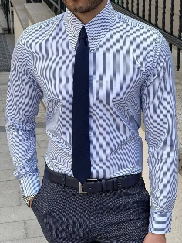 Versatile Slim Fit Striped Cotton Casual Shirt