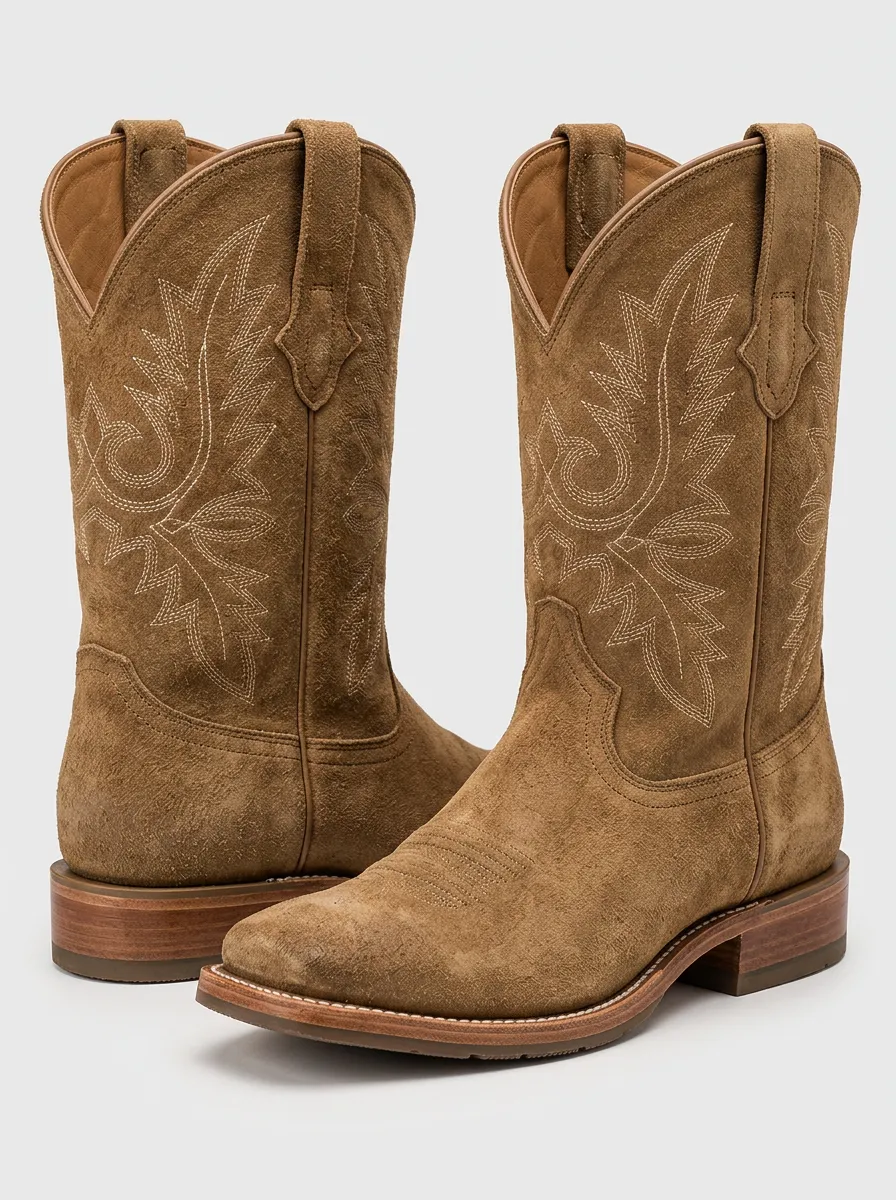Men's Embroidered Detail Red Cowboy Boots