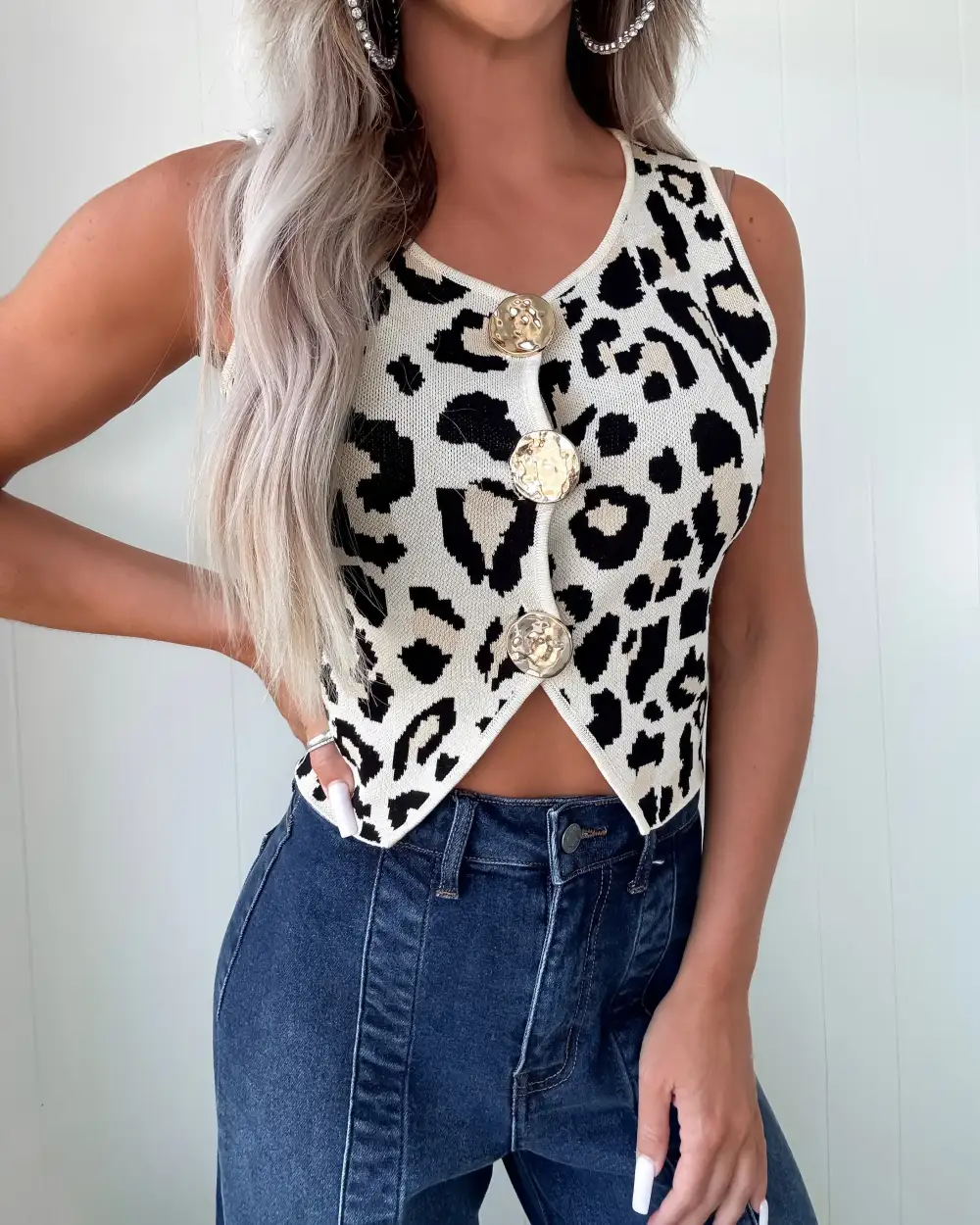 Leopard-Print Sweater Vest