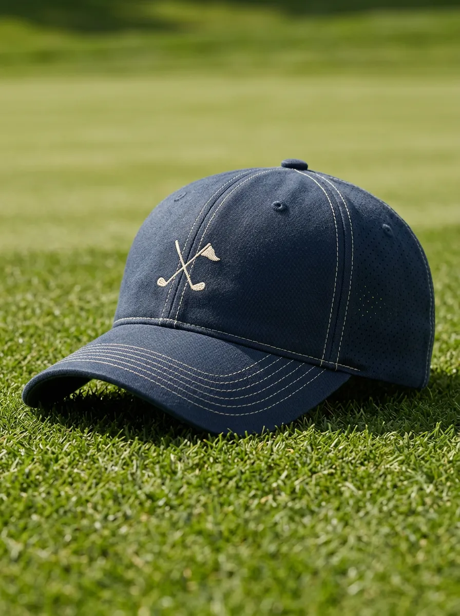 Unisex Baseball Cap Featuring Embroidered Crossed Clubs