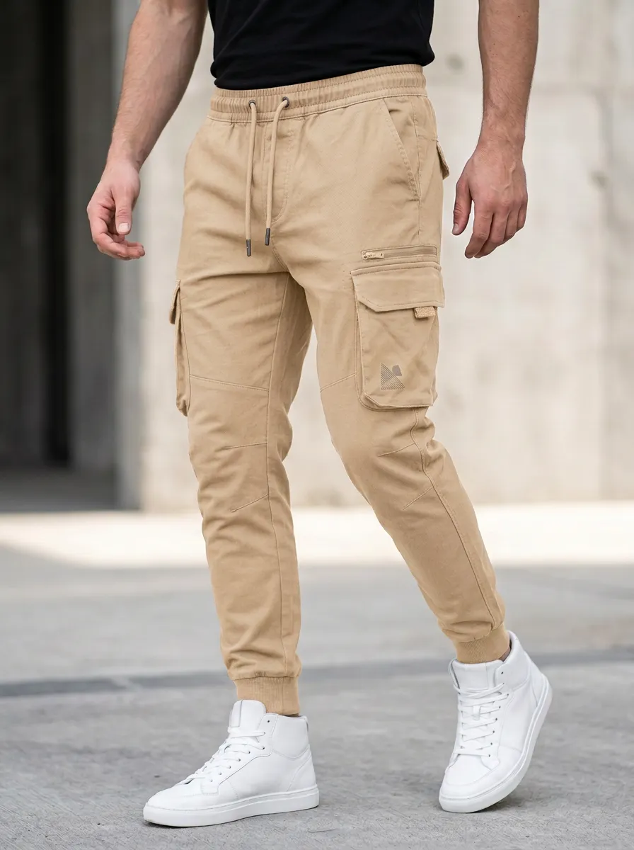 Easy-Wear Graphic Print Utility Look Men's Cargo Jogger Pants