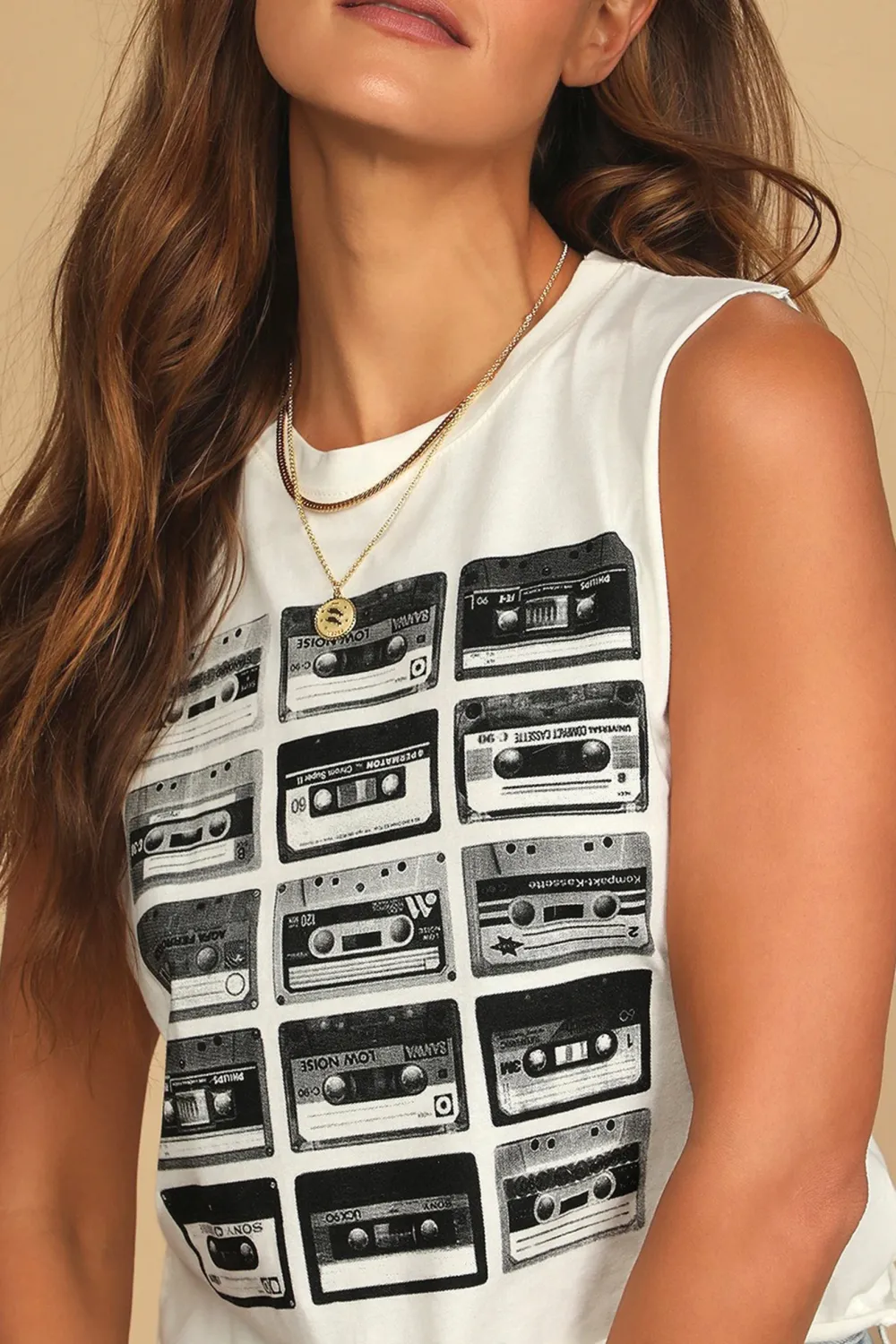 Casual Style Cropped Graphic Muscle Tank Top
