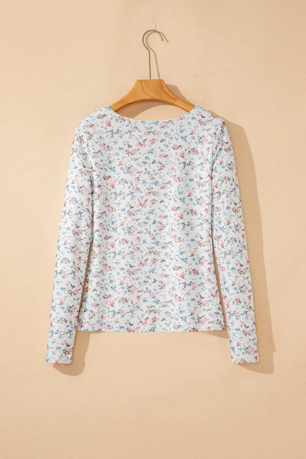 Floral Print Textured Long Sleeve Women's Top