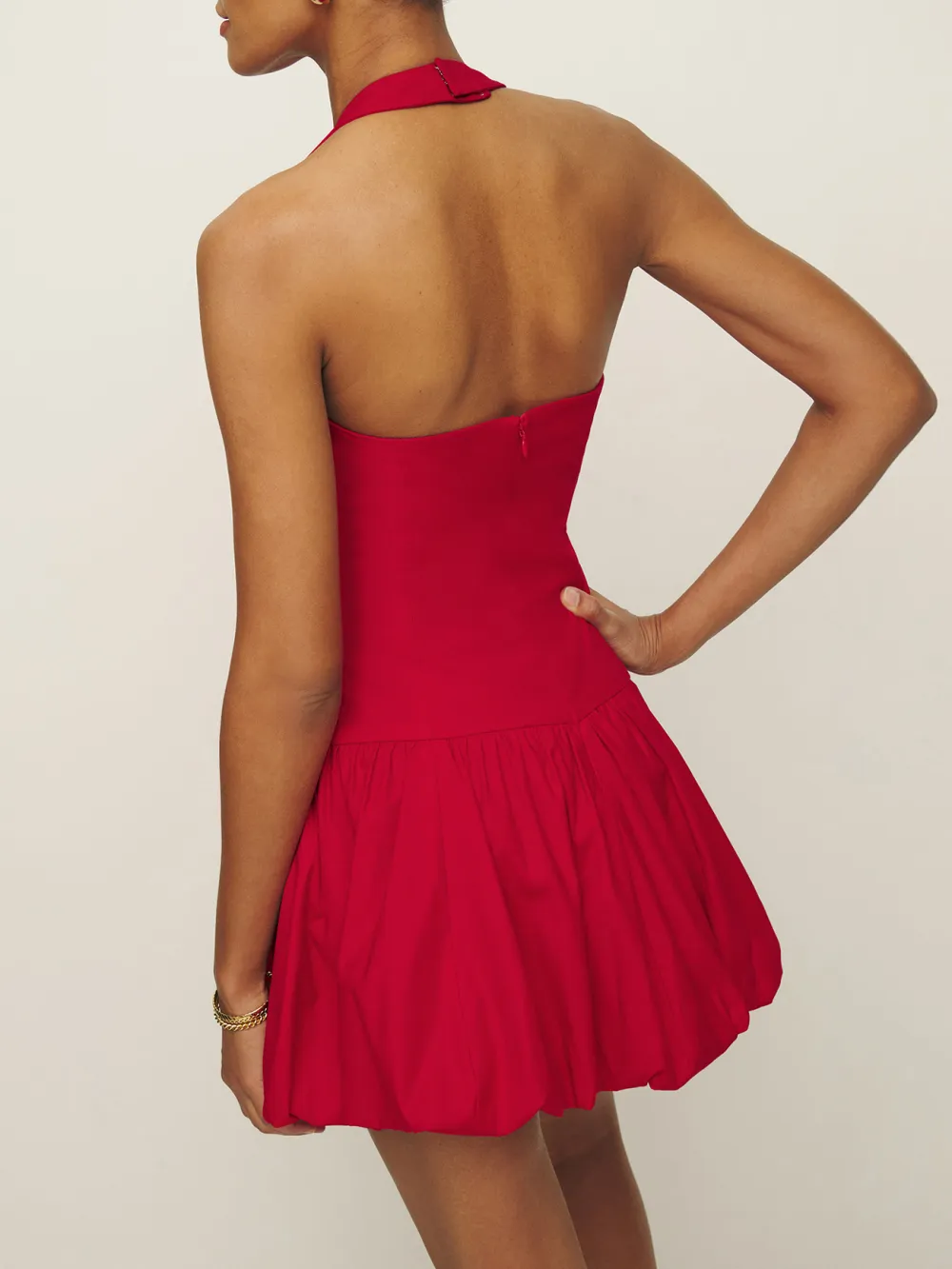 Halter Neck Flared Mini Dress