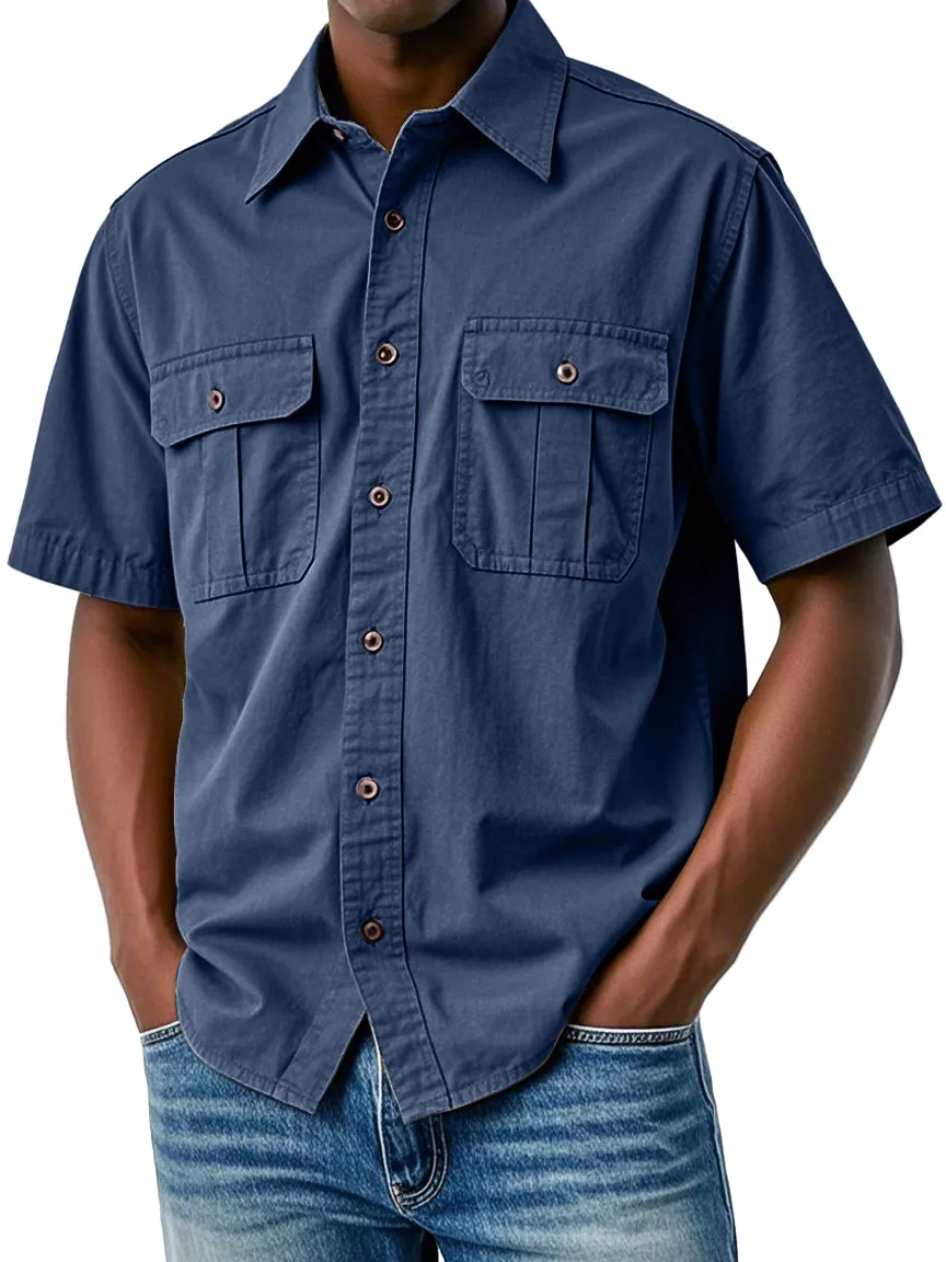 Clean Cut Short Sleeve Double Pocket Shirt