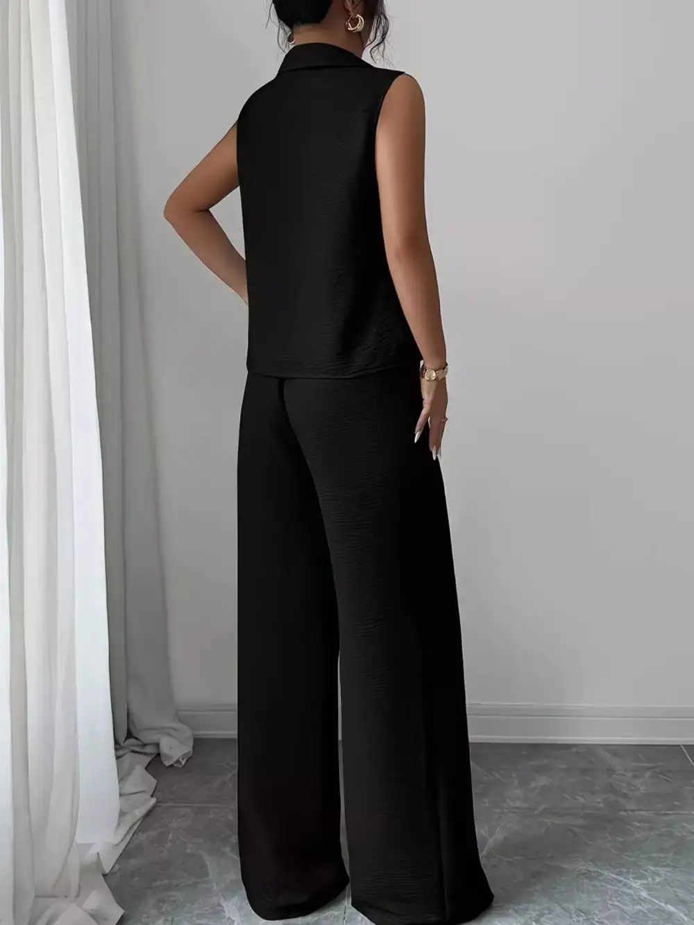Sleeveless Top and Wide Leg Pants Set