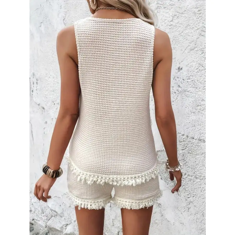 Round Neck Wide Strap Tank and Shorts Set