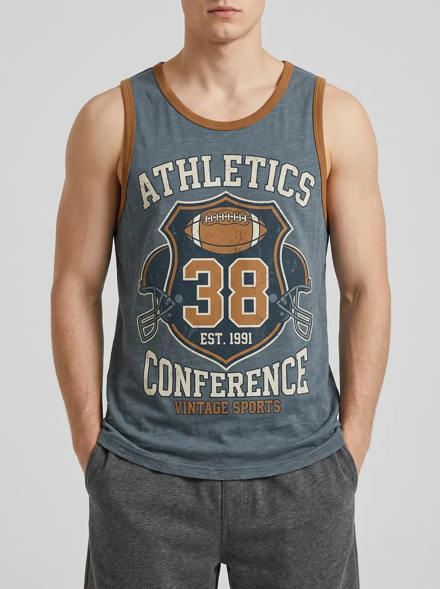 Men's American Football Lover Vintage Athletics 38 Printed Tank Top