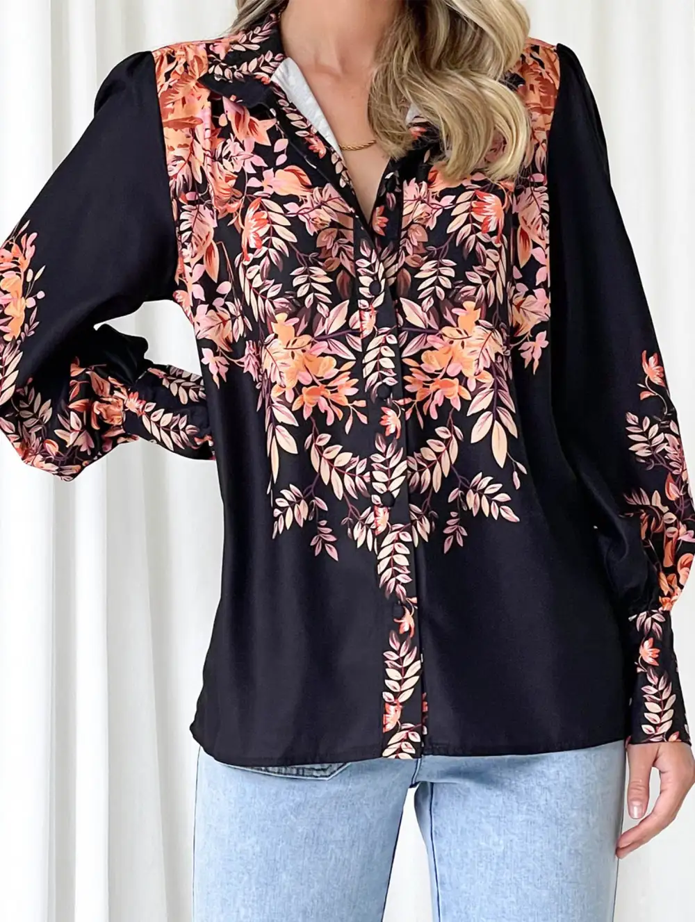 Lantern Sleeve Printed Top