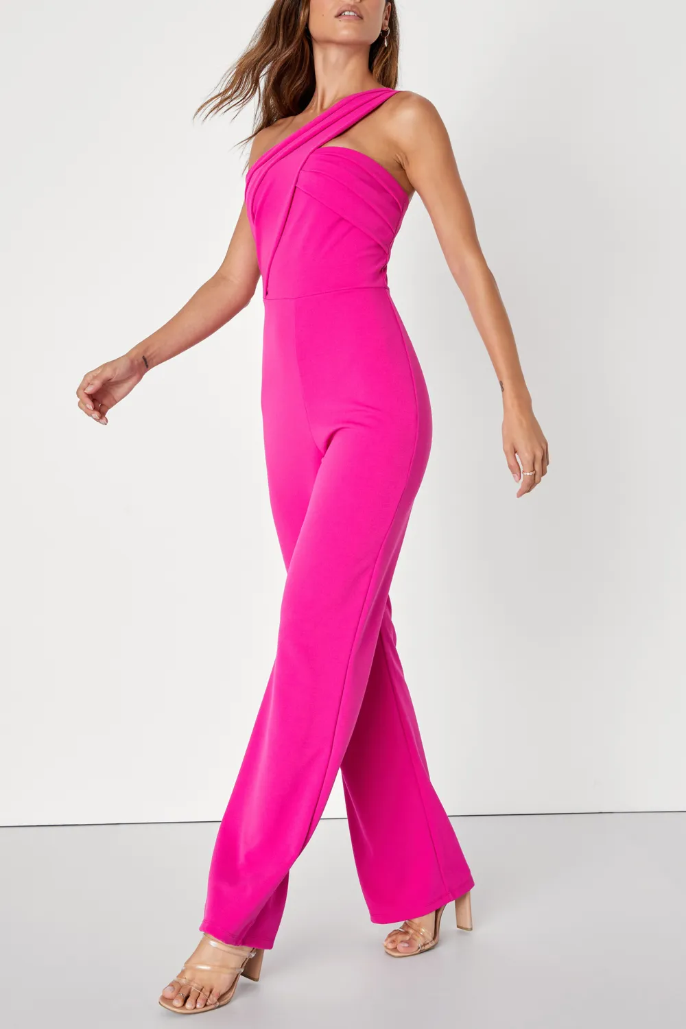 Casual Style One-Shoulder Sleeveless Jumpsuit