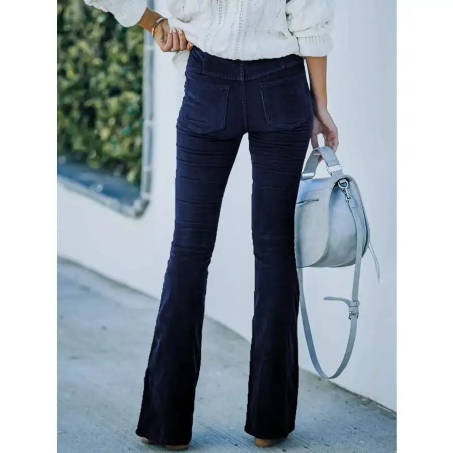 Full Size Corduroy Flare Pants Plus Size