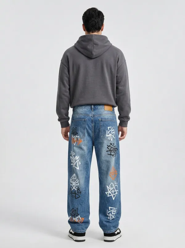 Unisex Casual Streetwear Graffiti Jeans