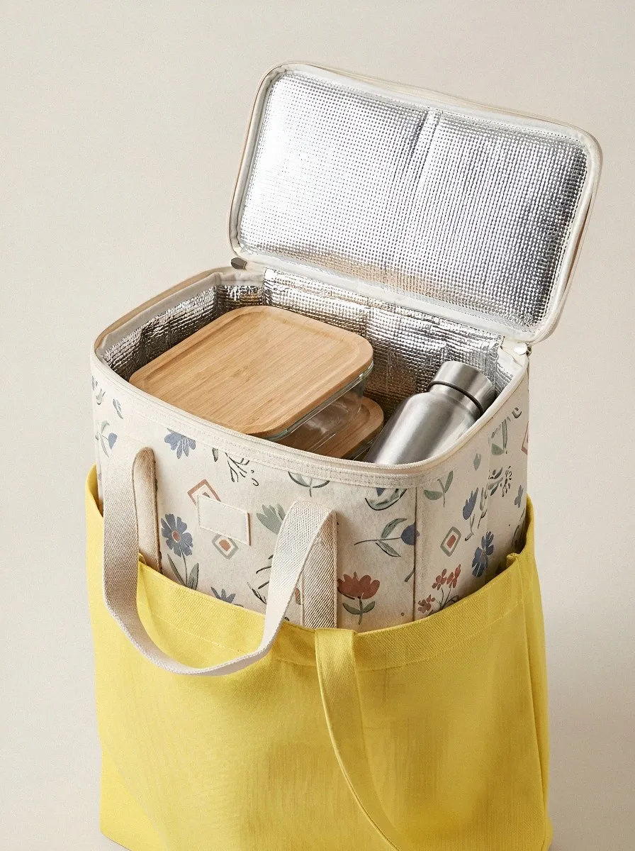 Floral Pattern Insulated Lunch Printed Tote Bag
