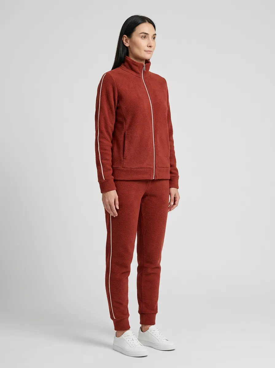 Women's Side-Piping Zip-Up Warm Tracksuit Set
