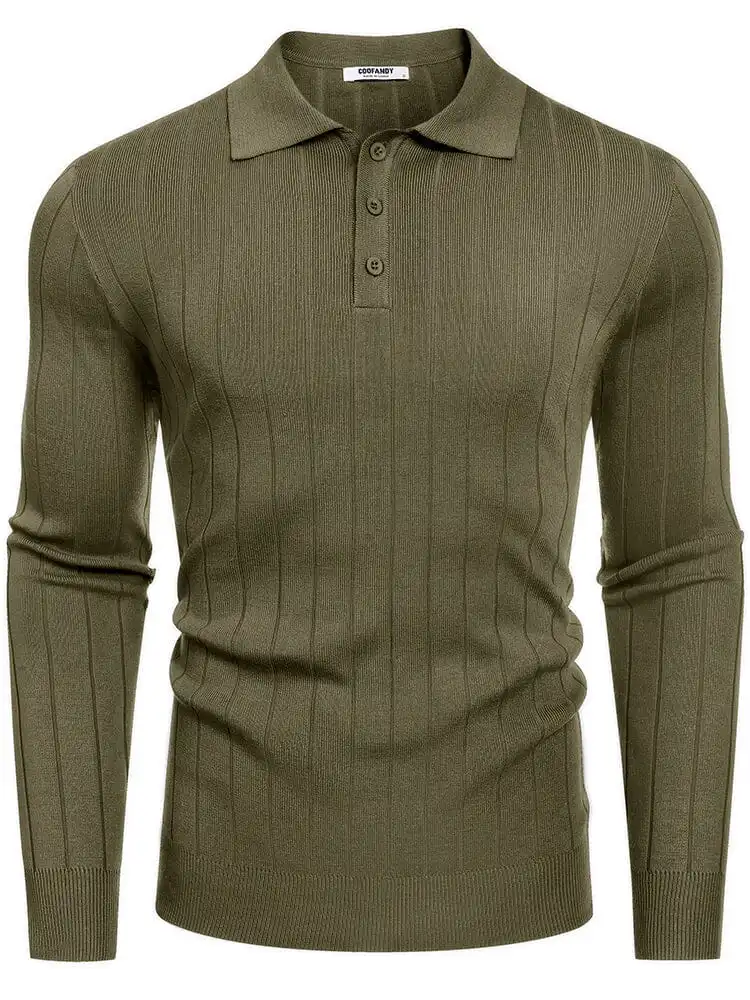 Casual Knit Polo Sweater Hoodie