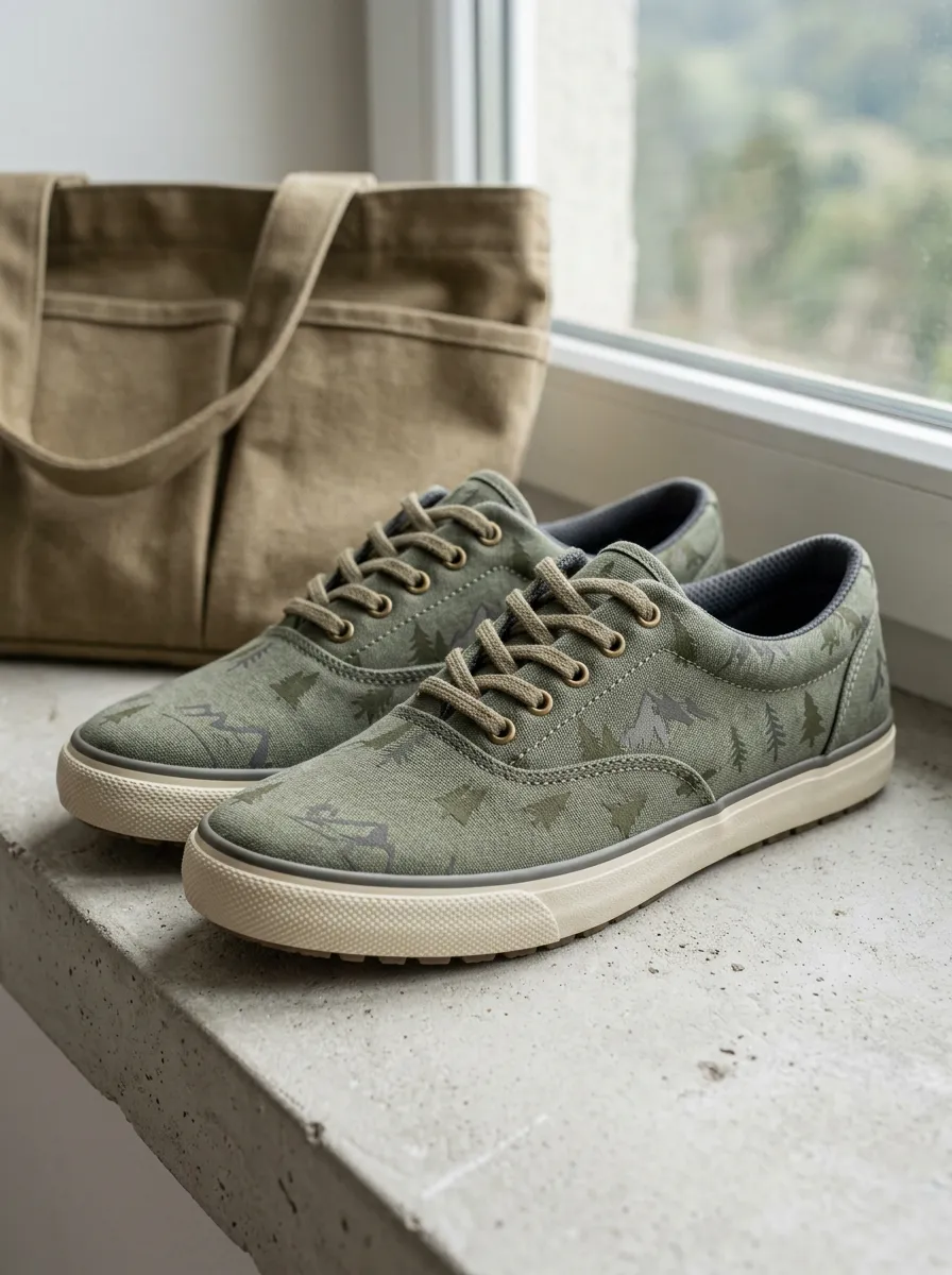 Men's Classic Outdoor Nature Lover Mountain Forest Patterned Canvas Shoes