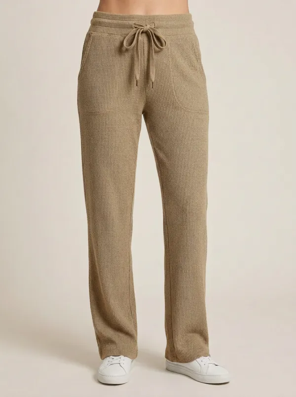 Women's Casual Lounge Waffle Knit Drawstring Jogger Pants
