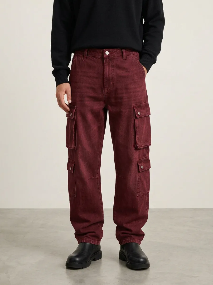 Men's Casual Streetwear Blue Cargo Pants