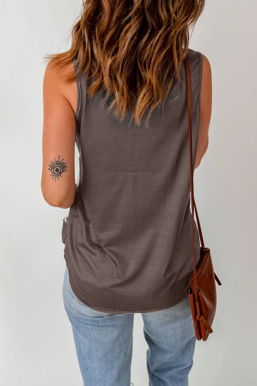 Tie-Dye Scoop Neck Henley Tank Top