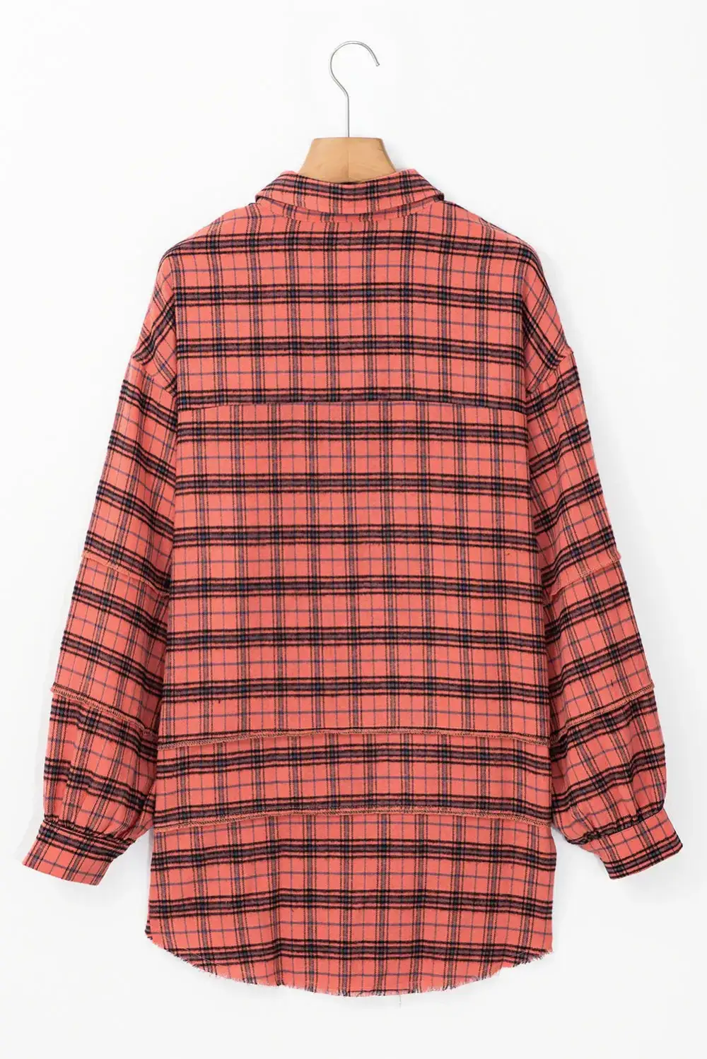 Everyday Plaid Western Inspired Split Neck Shirt Blouse