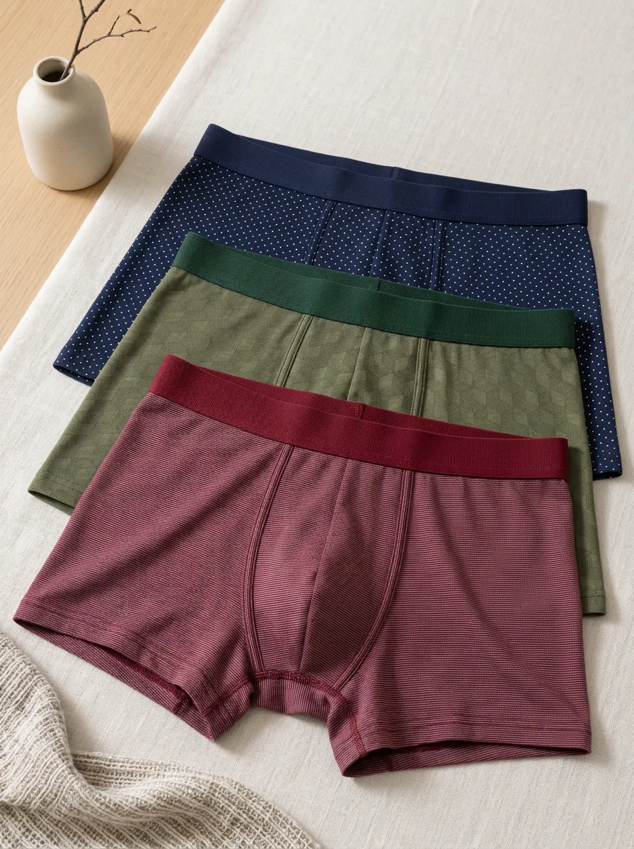 Men's Polka Dot Geometric Striped Printed Boxer Briefs 3-Pack