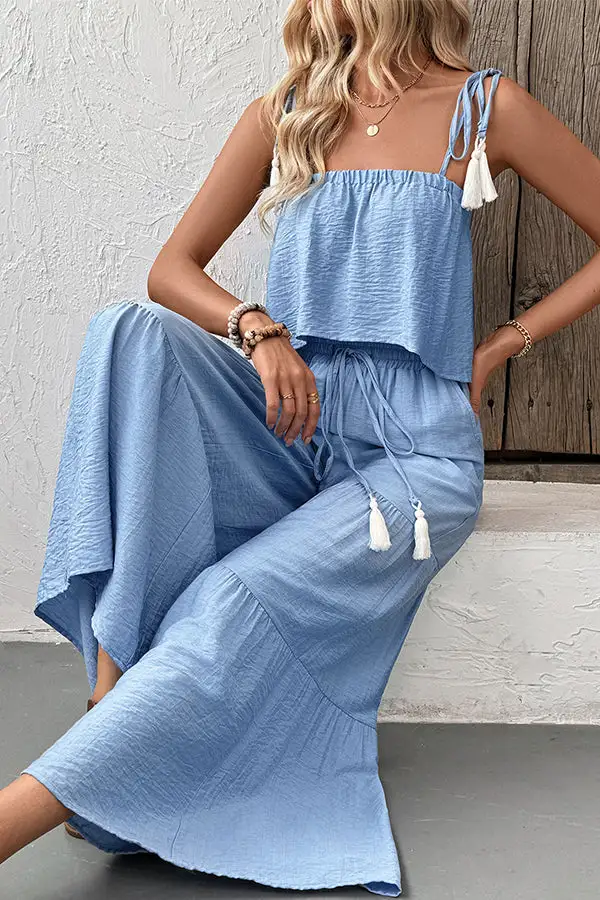 Solid Color Casual Two Piece Set