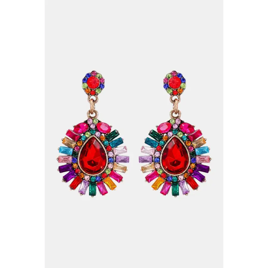 Teardrop Shape Glass Stone Dangle Earrings