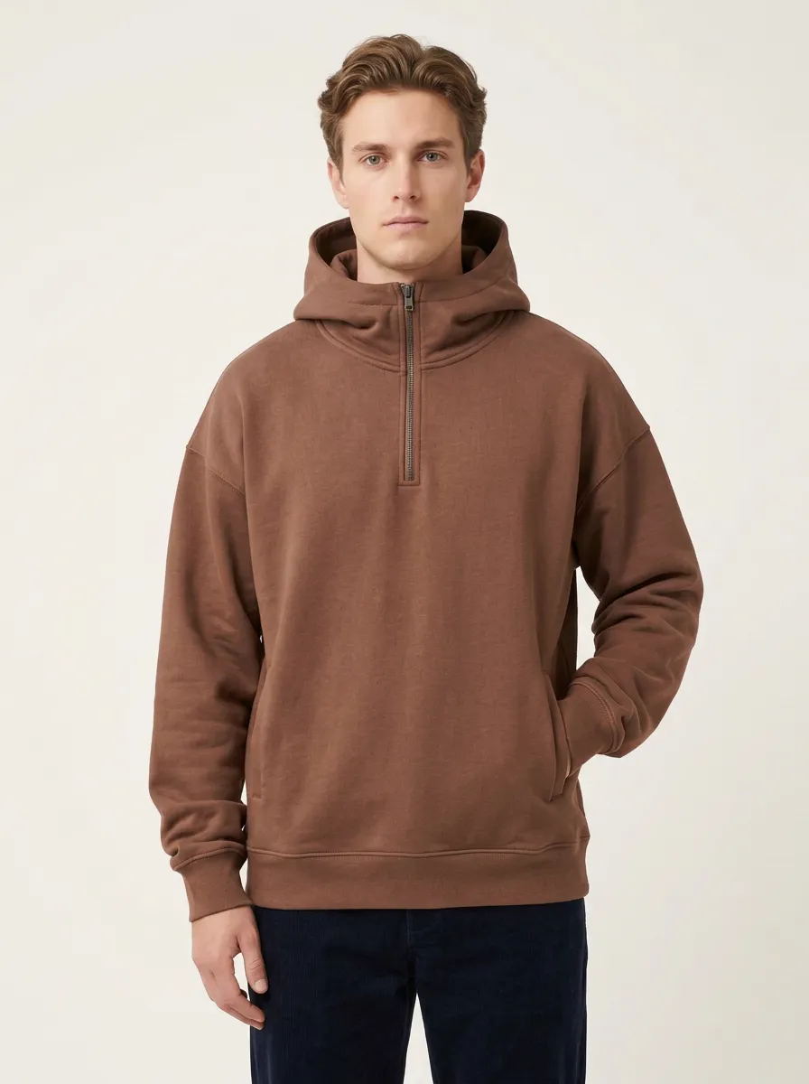 Unisex Quarter Zip Easy Layer Leisure Hoodie