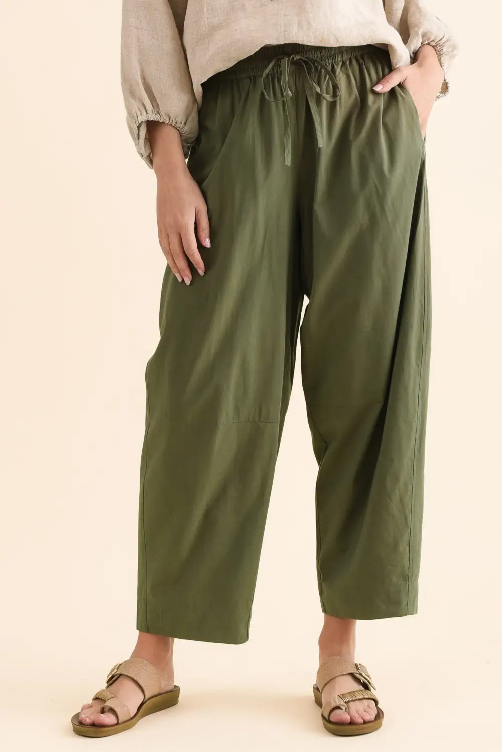 Viscose Mid Rise Drawstring Pants