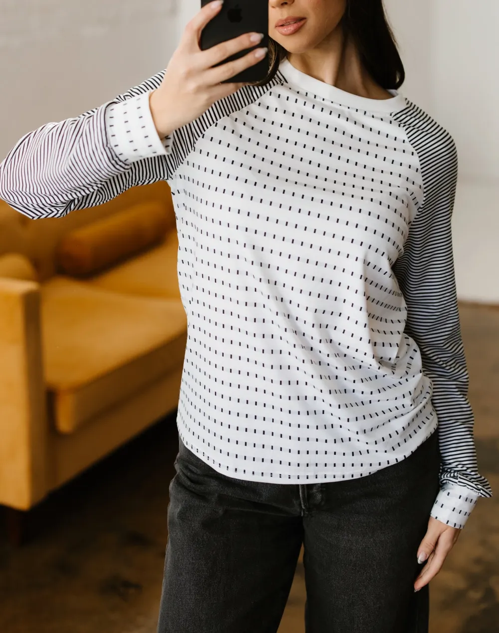 Women's Striped Long Sleeve Raglan Sleeve T-Shirt