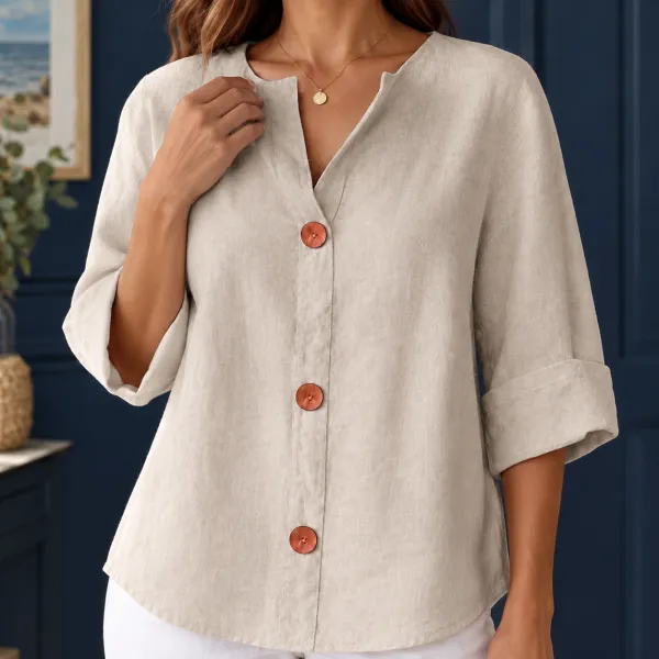Relaxed Cotton-Linen Blouse