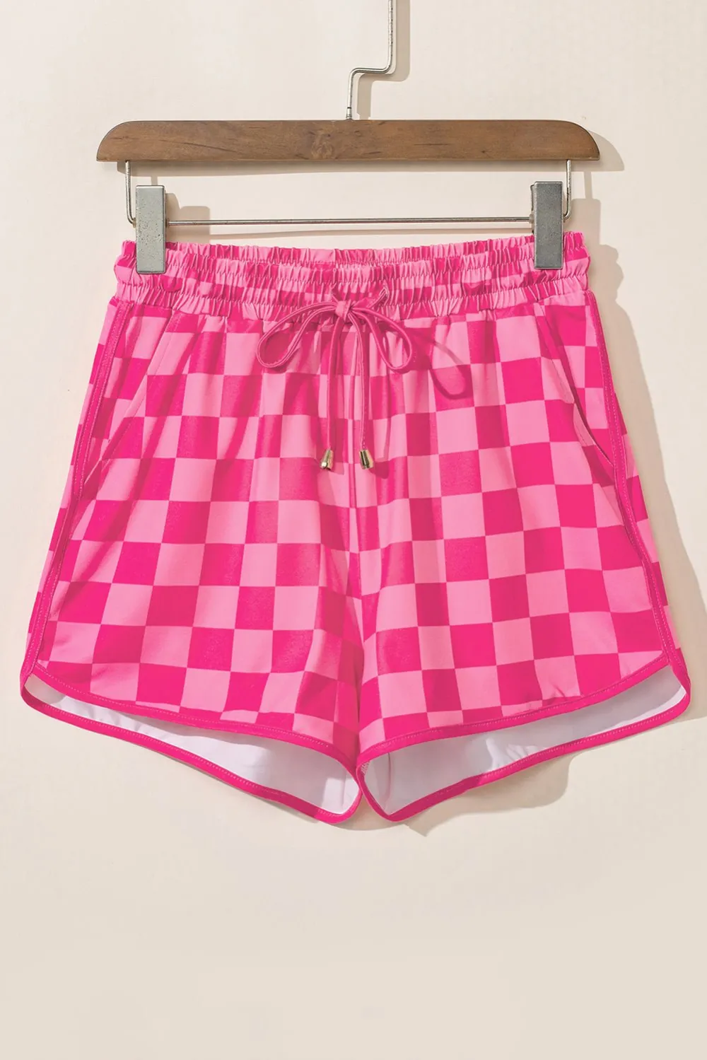 Plaid Elastic Waist Drawstring Pocketed Casual Shorts