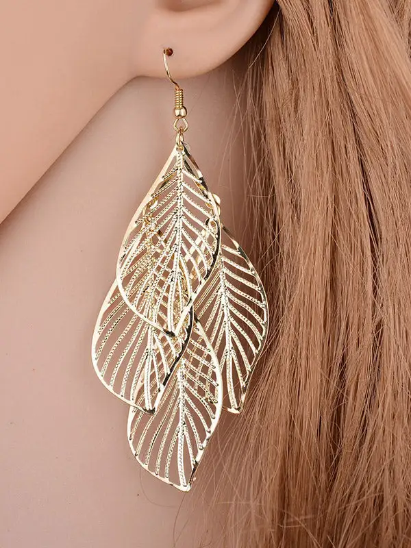 Polished Leaf Accent Earrings