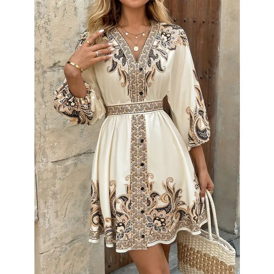 Easy Everyday V-Neck Balloon Sleeve Mini Dress