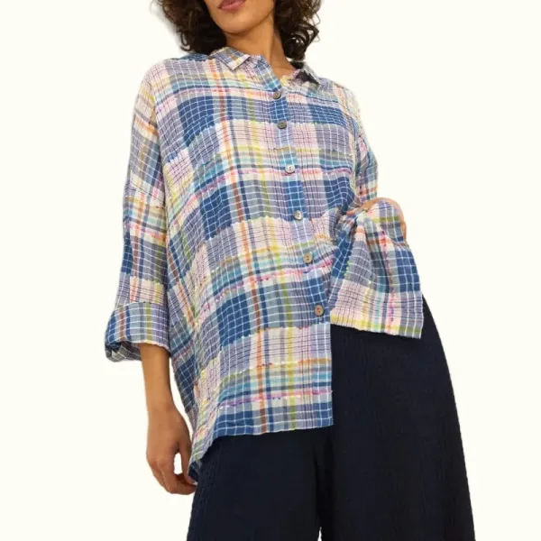 Button-Through Boxy Check Women's Shirt