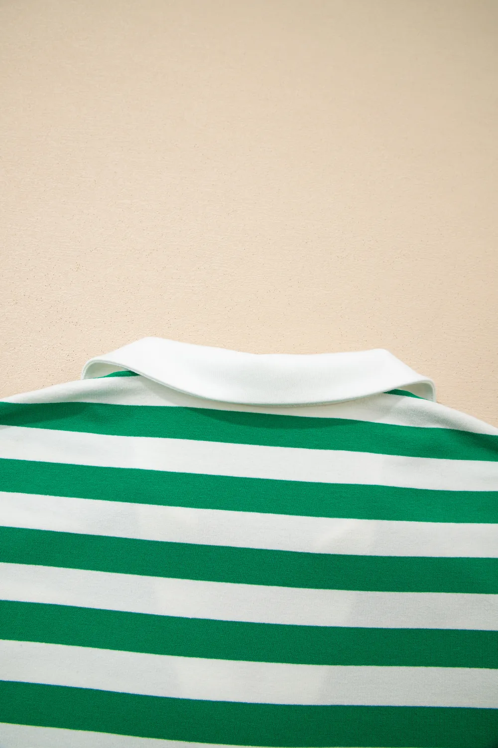Green Stripe Collar V Neck Blouse