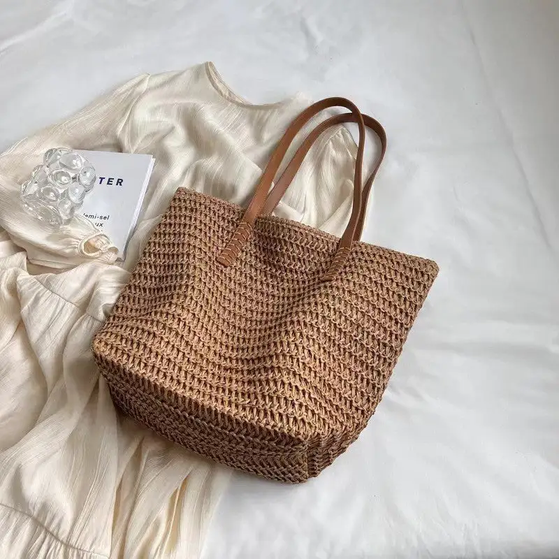 Roomy Straw Shoulder Bag