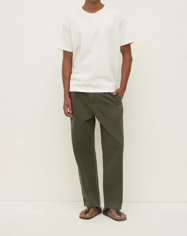 Moss Pleated Cotton Chinos