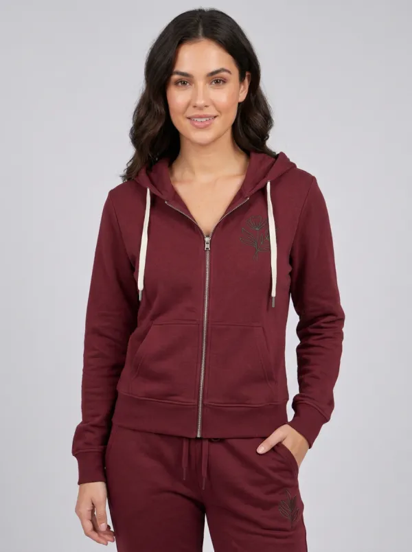 Women's Sage Green Floral Embroidered Zip-Up Hoodie Jacket & Jogger Set