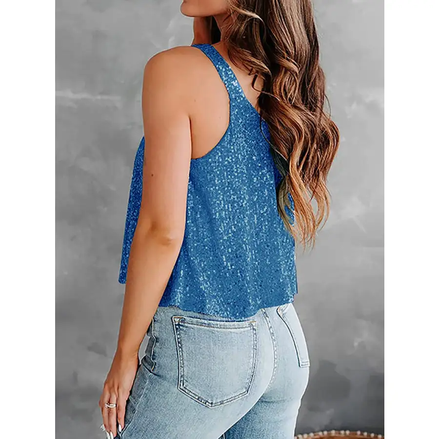 Sequin Scoop Neck Tank